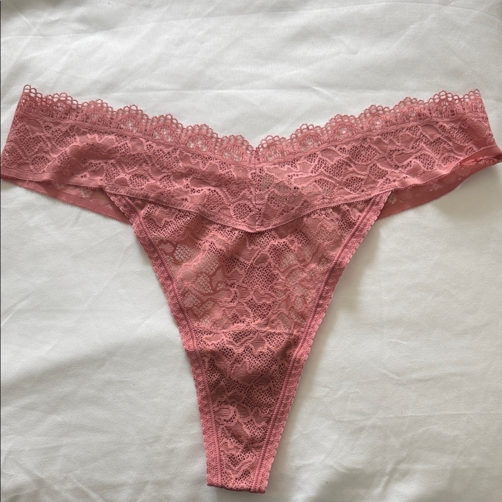 3 NEW Pairs in Packages Soma Embraceable Lace Thong Panty- Color Antique Pink